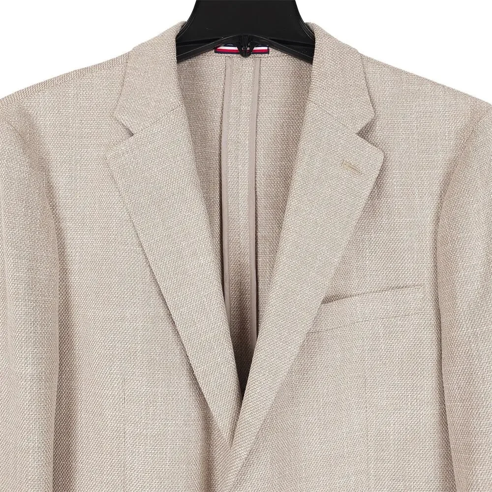Tommy Hilfiger Mens Modern Fit Sport Coat 44R Tan Solid Stretch Basketweave NWOT